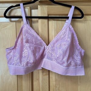 Glamorise Women’s Wireless Bra Size 46C, Sift Pink Lace